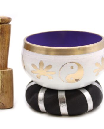 Yin & Yang Singing Bowl Set- White/Purple 10.7cm
