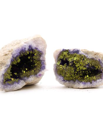 Coloured Calsite Geodes - Natural Rock - Purple & Gold