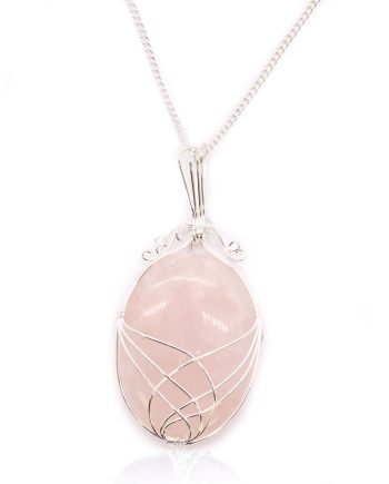 Swirl Wrapped Gemstone Necklace - Rose Quartz