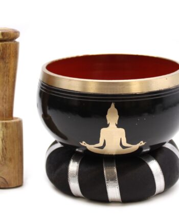 Buddha Singing Bowl Set- Black/Orange 10.7cm