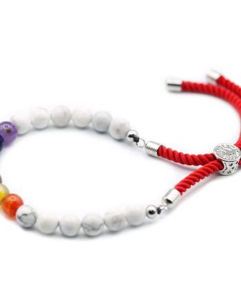 925 Silver Plated Gemstone Royal Red String Bracelet - White Howlite Chakra