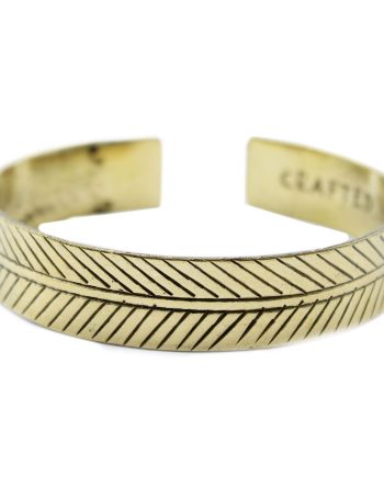 Brass Tibetan Bracelet - Wide Tribal Leaf