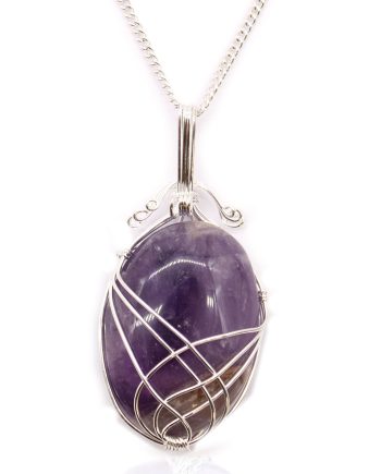 Swirl Wrapped Gemstone Necklace - Amethyst