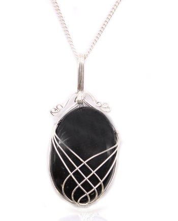 Swirl Wrapped Gemstone Necklace - Black Onyx