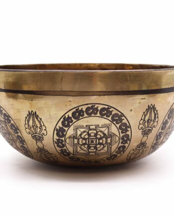 Tibetan Healing Engraved Bowl - 21cm - 5 Buddhas