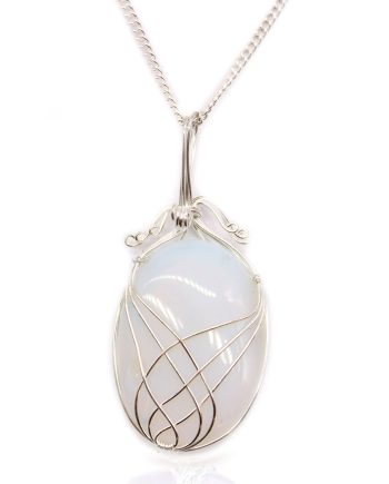 Swirl Wrapped Gemstone Necklace - Opalite