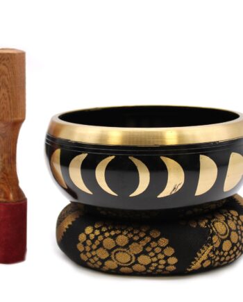 Lrg Moon Phase Singing Bowl Set- Black 14cm