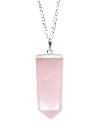 Gemstone Flat Pencil Pendant - Rose Quartz
