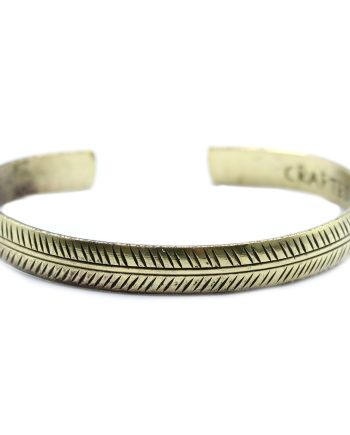 Brass Tibetan Bracelet - Slim Tribal Leaf