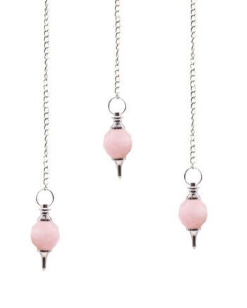 1x Faceted Sphere Gemstone Pendulum - Rose Quartz