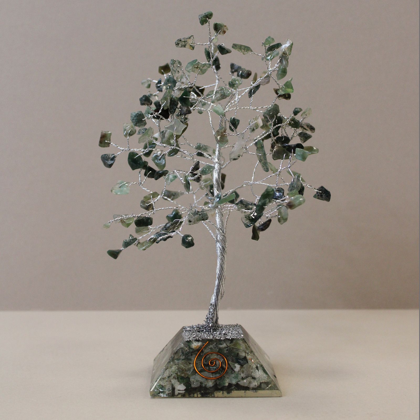 Gemstone Tree of Life with Orgonite Base - 160 Stone - Moss Agate