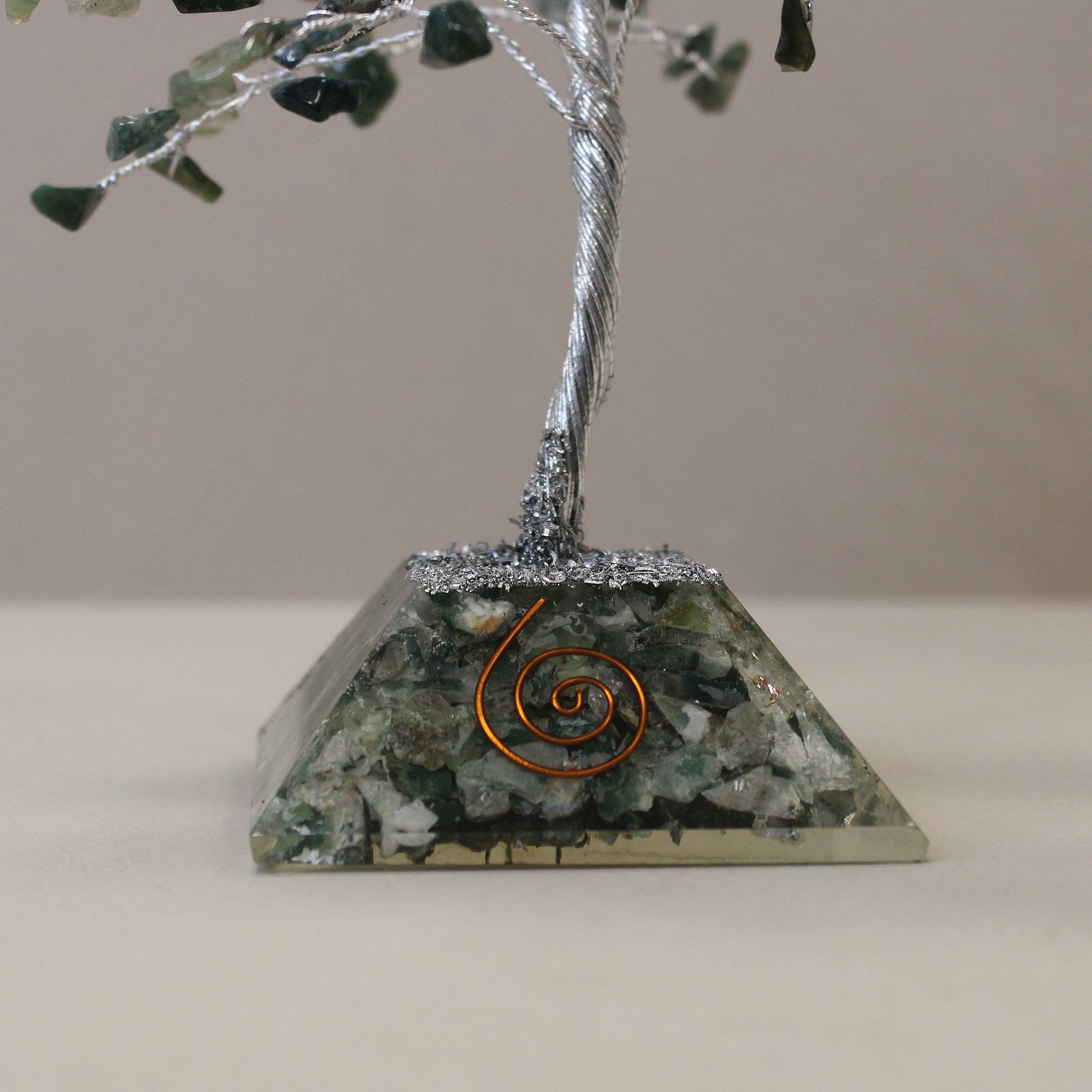 Gemstone Tree of Life with Orgonite Base - 160 Stone - Moss Agate - Image 3