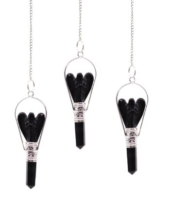 1x Angel Pendulum with Ring- Black Agate