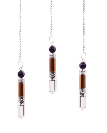 1x Copper, Amethyst & Quartz Pendulum