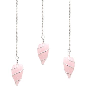 1x Raw Gemstone Pendulum - Rose Quartz