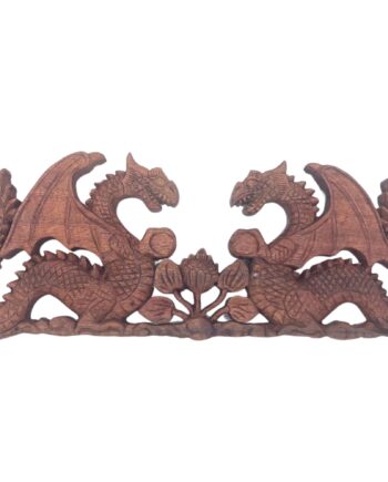 Two Facing Dragon Plaque Carving - 40x15cm