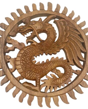 Winged Sun Dragon Plaque Carving - 30m