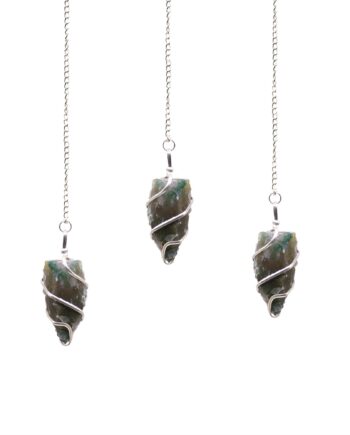 1x Raw Gemstone Pendulum - Moss Agate