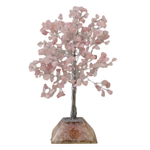 Gemstone Tree of Life with Orgonite Base - 320 Stone - Rose Quartz - Image 3