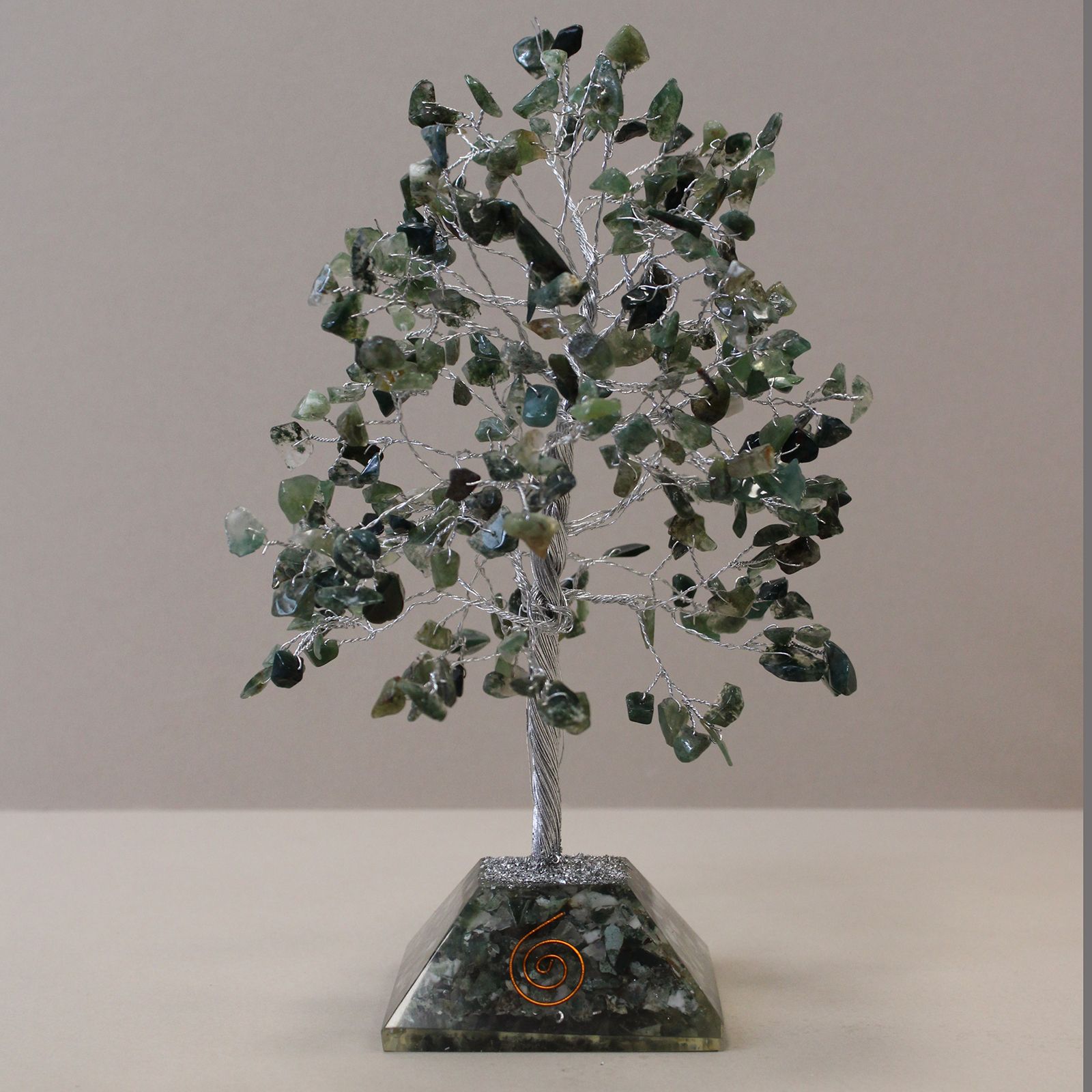 Gemstone Tree of Life with Orgonite Base - 320 Stone - Moss Agate