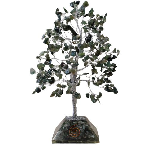 Gemstone Tree of Life with Orgonite Base - 320 Stone - Moss Agate - Image 3